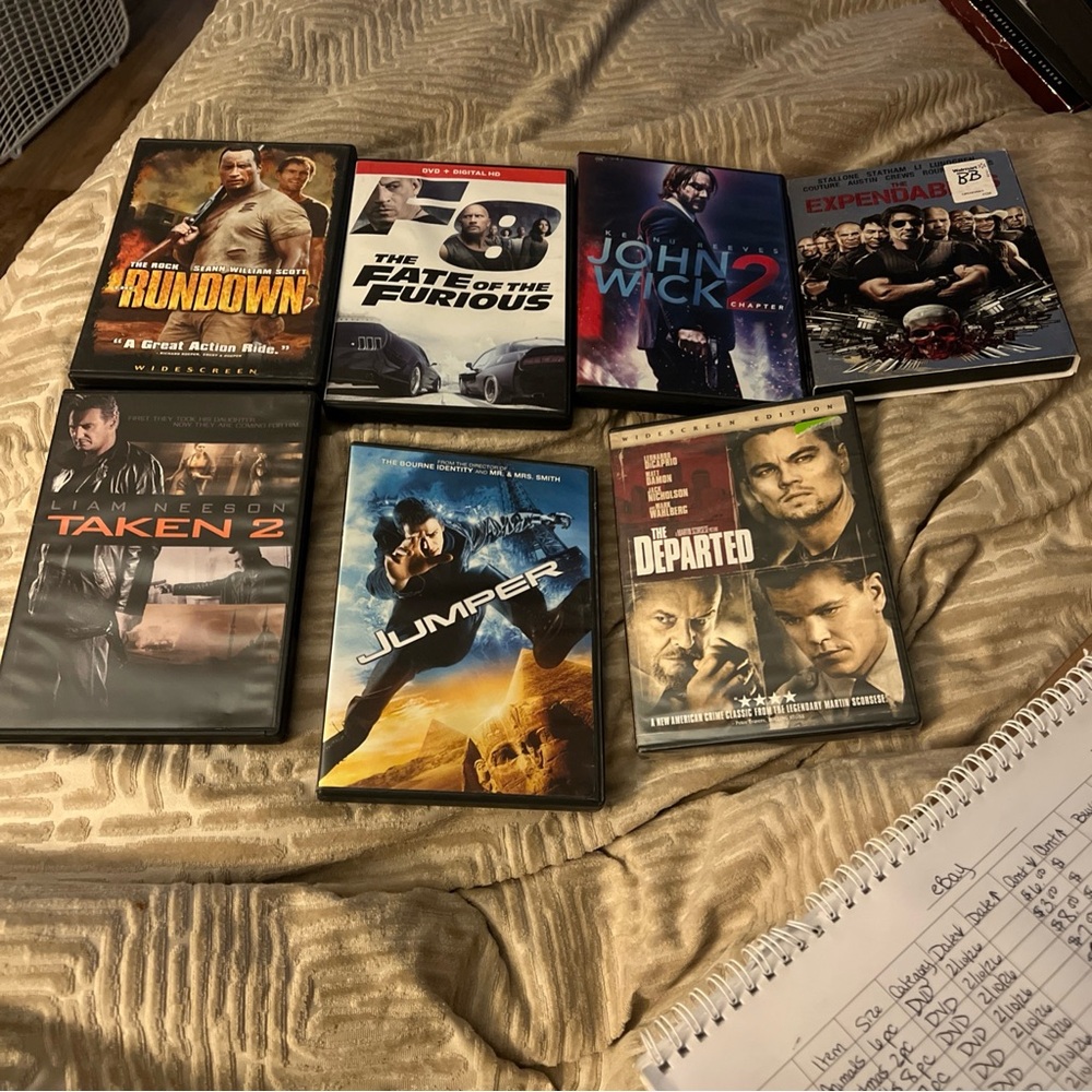 Set Of 8 DVD Jumper/depart/johnwick1&2/F8/rundown/expendibles/taken2 #370